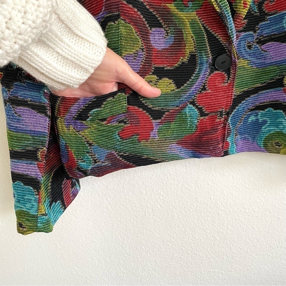 Vintage 90s Hammer Colorful Textured Blazer Jacket Rayon Cotton Modal EU 38 - Picture 9 of 16